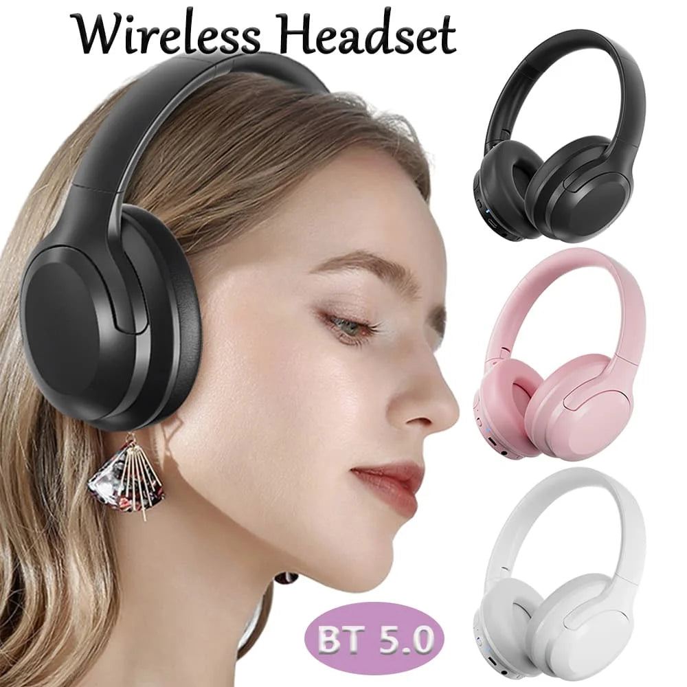 Over Ear Earphone Noise Reduction Stereo Headset Wireless Bluetooth-Compatible 5.0 Headphones 3.5mm Jack Supports Aux for Music